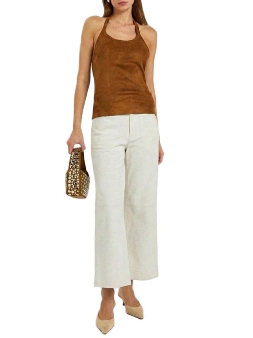 NEW STOULS Womens Pant White Size XXS Lilou High Rise Lamb Leather Wide Leg
